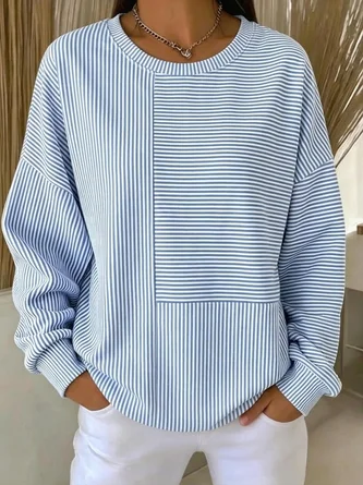 Casual Striped Loose Sweatshirt