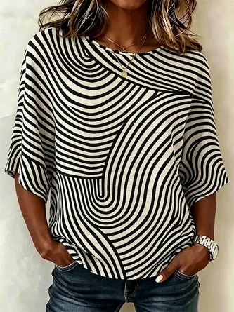 Casual Abstract Stripes Blouse