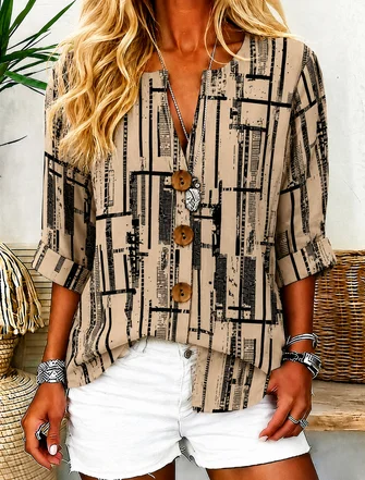 Stand Collar Casual Linen Blend Loose Shirt