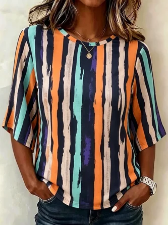 Casual Crew Neck Blouse