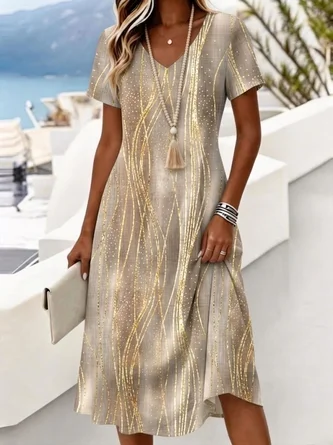 Regular Fit Vacation Abstract Dress No