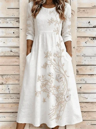 Vintage Loose 3D Printing Dress No