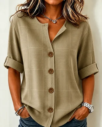 Stand Collar Plain Simple Shirt