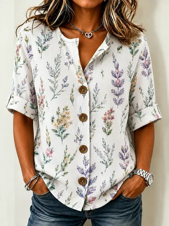 Stand Collar Striped Casual Shirt