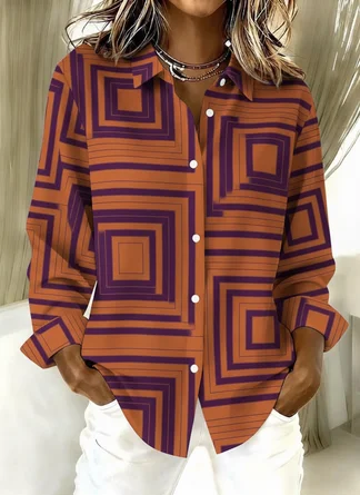 Regular Fit Geometric Casual Shirt Collar Shirt