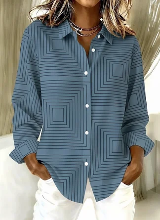 Geometric Casual Shirt Collar Shirt