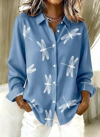 Casual Shirt Collar Regular Fit Dragonfly Shirt