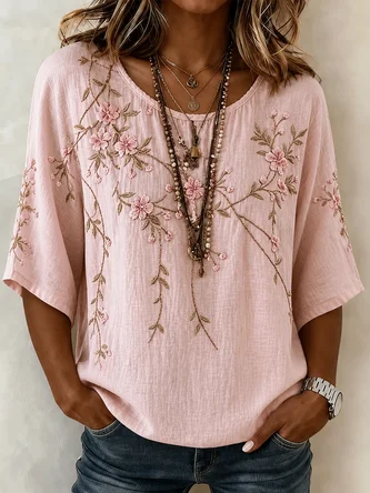 Vintage Crew Neck Blouse