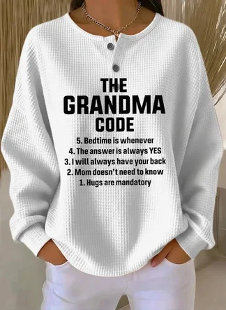 Grandma Code Funny Waffle Knit Sweatshirt