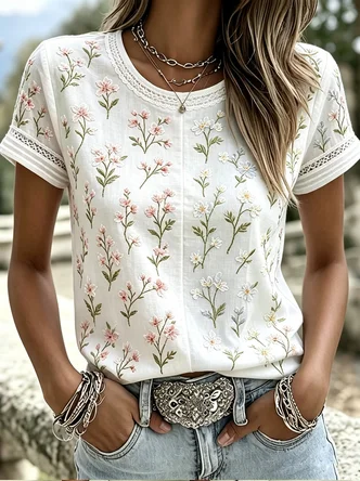 Elegant Crew Neck T Shirt
