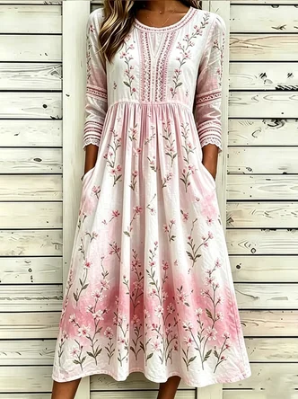 Floral Pattern Vacation Dress No