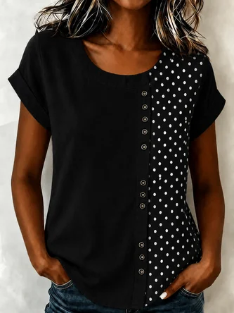 Casual Crew Neck Loose Blouse