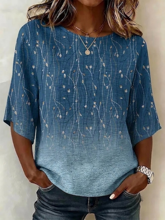 Vintage Crew Neck Regular Fit Blouse