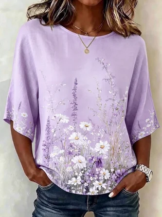 Wild Daisy Floral Loose Drop Shoulder Blouse