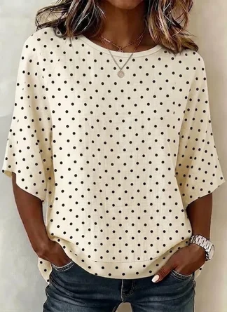 Regular Fit Vintage Polka Dots Blouse
