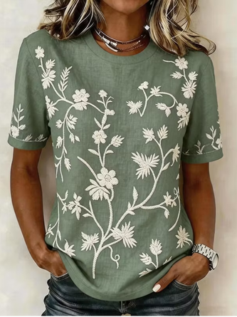 Casual Floral Loose T Shirt