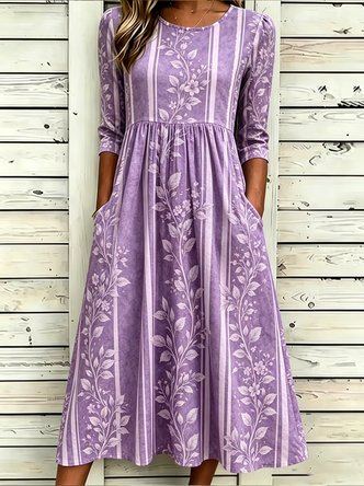 Floral Vacation Loose Linen Blend Dress No