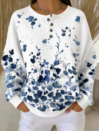 Crew Neck Printing Casual Sweatshirt