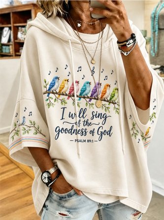 Colorful Birds Music Note Bible Verse 3 4 Sleeve Hoodie