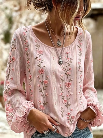 Loose Boho Floral Printing Blouse