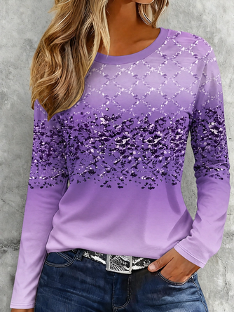 Regular Fit Abstract Casual Crew Neck T Shirt