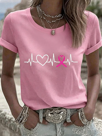 Heart Cordate Crew Neck Regular Fit Casual T Shirt