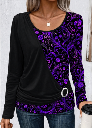 Printing Leaf Elegant Regular Fit T Shirt