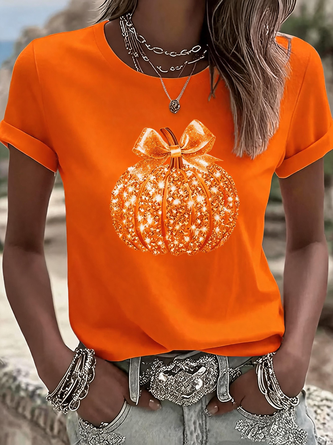 Halloween Crew Neck Casual T Shirt