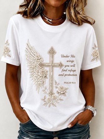 Wing Cross Bible Verse Crew Neck Classic Tee