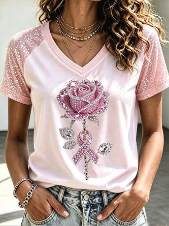 Ribbon V Neck Short Sleeve Top