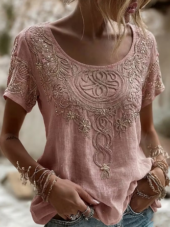 Short Sleeve T shirt Summer Abstract Printing Crew Neck Daily Going Out Casual Top