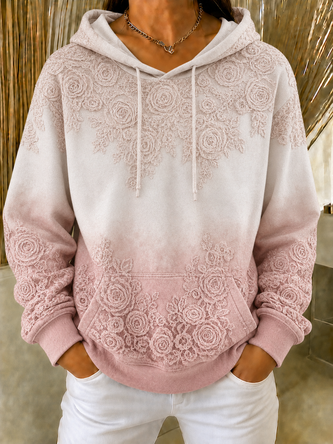 Hooded Sports Regular Fit Floral Sweatshirt