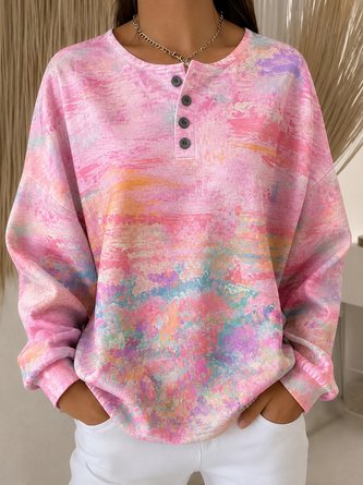 Watercolor Tie Dye Henry Neck Sweatshirt