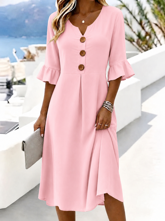 Regular Fit V Neck Casual Dress No