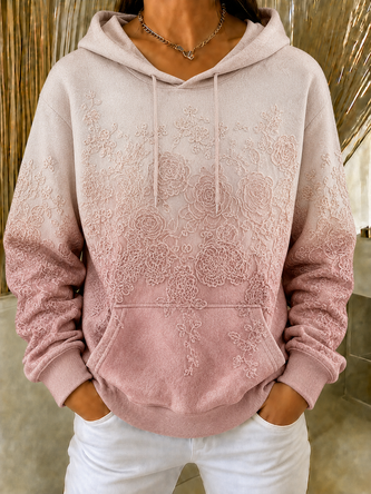 Sports Floral Hooded Regular Fit Sweatshirt