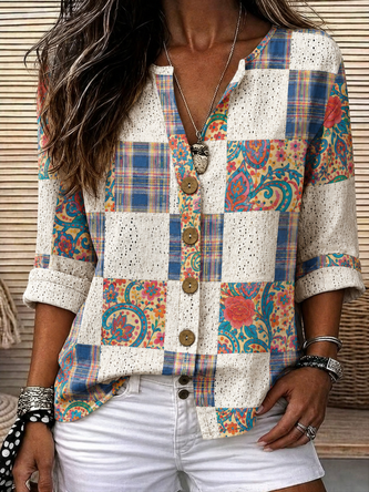 Stand Collar Simple Loose Shirt