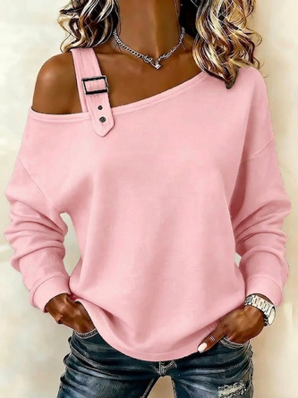 Casual Regular Fit Asymmetrical Buckle Sweatshirt