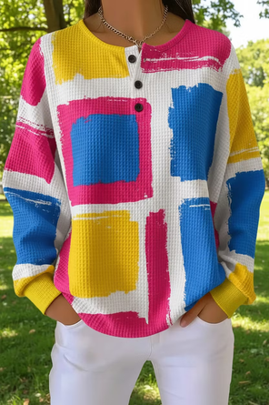 Simple Henley Collar Regular Fit Sweatshirt