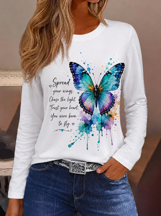 Cotton Crew Neck Loose Casual T Shirt