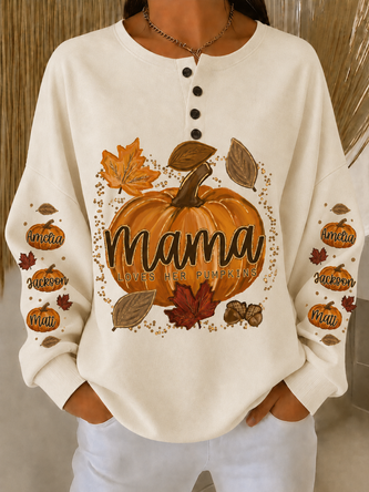 Henley Collar Casual Sweatshirt