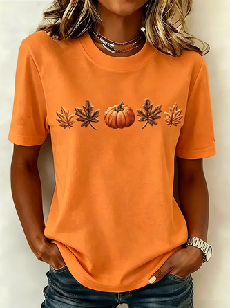 Short Sleeve T shirt Summer Pumpkin Pattern Printing Jersey Crew Neck Daily Going Out Casual Top