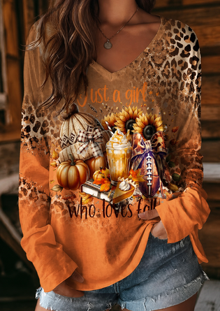 Vintage V Neck Leopard Regular Fit T Shirt