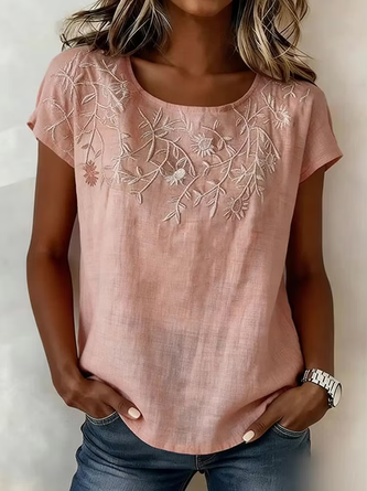 Short Sleeve T shirt Summer Floral Printing Crew Neck Daily Going Out Casual Top