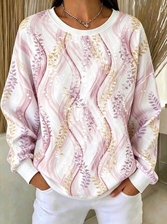 Wave Vine Floral Crew Neck Top