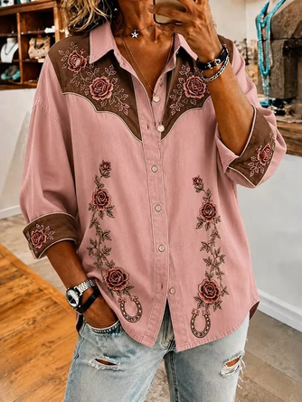 Western Horseshoe Collared Button Shirt