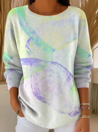 Printing Crew Neck Simple Sweater