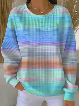 Casual Crew Neck Abstract Printing Sweatshirt