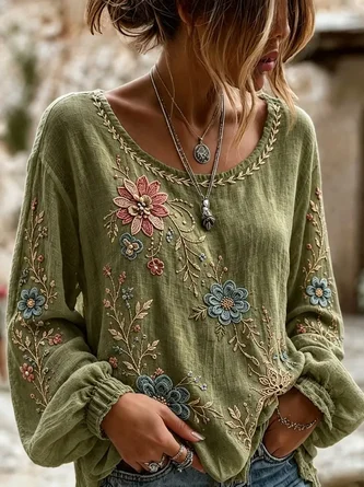 Casual Loose Floral Printing Blouse