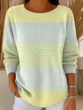 Regular Fit Plaid Simple Printing Sweater