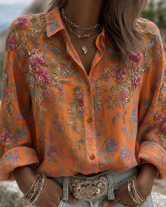 Vintage Shirt Collar Printing Shirt